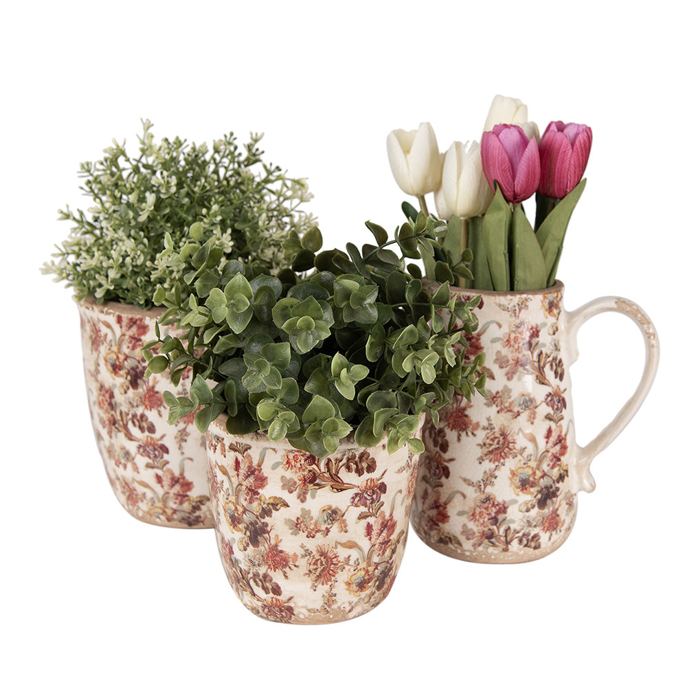 Pot de fleurs céramique Beige Rose Ø 14x13 cm