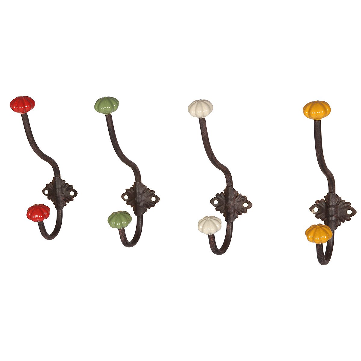 Patère métal avec boule en céramique colorée